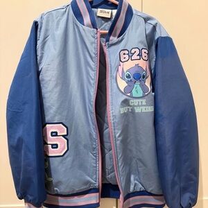 Disney Lilo and Stitch Character Girls Zip Up Bomber Jacket for Kids